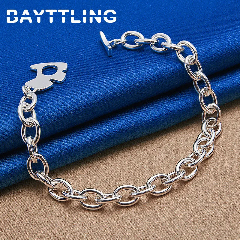 

New 925 Sterling Silver Elegant Dog Tag Bracelet For Women Fashion Engagement Wedding Jewelry Girlfriend Accessories Gifts