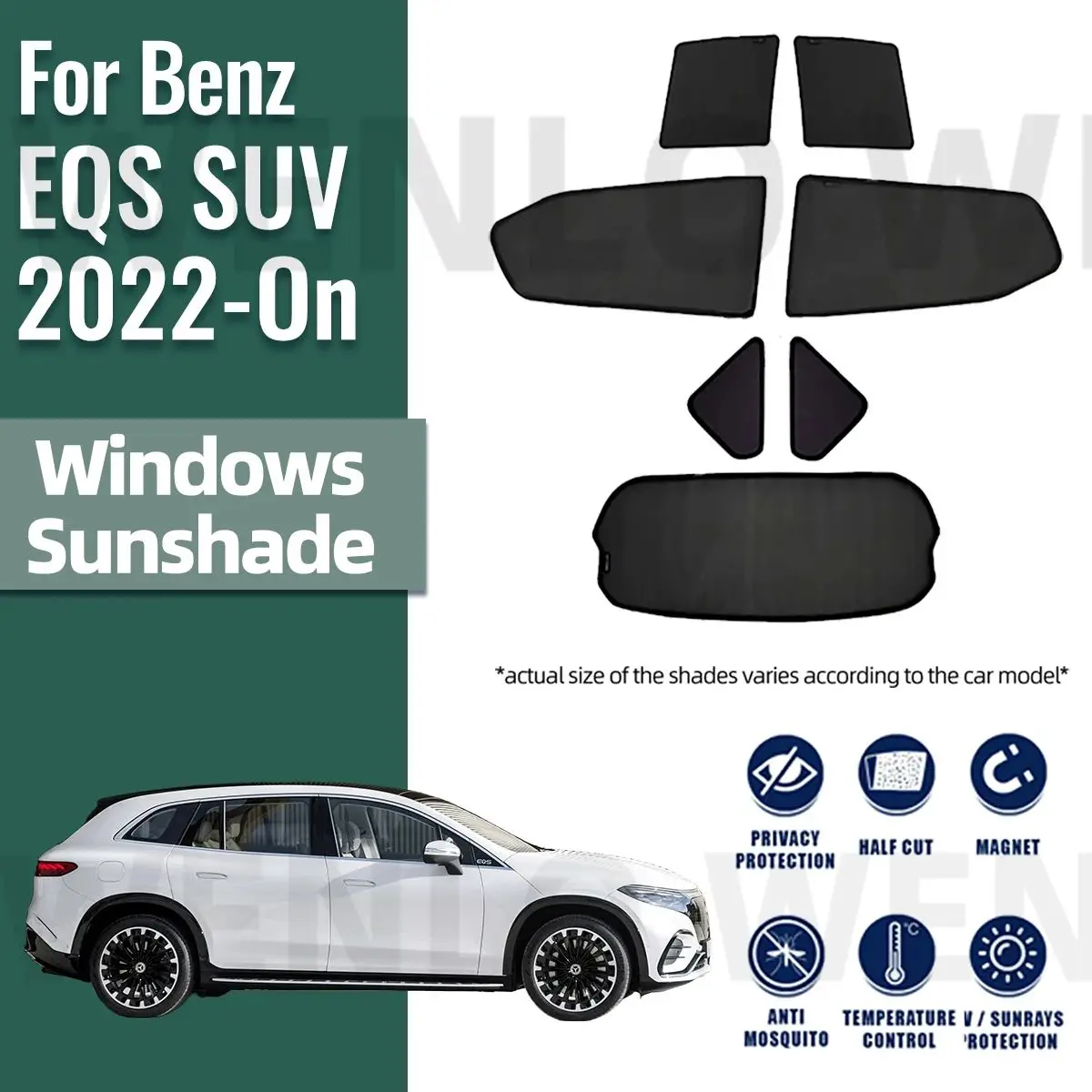 

For Mercedes Benz EQS SUV X296 2022 2023 2024 2025 Rear Side Window Sun Shade Visor Car Sunshade Accessories Front Windshield