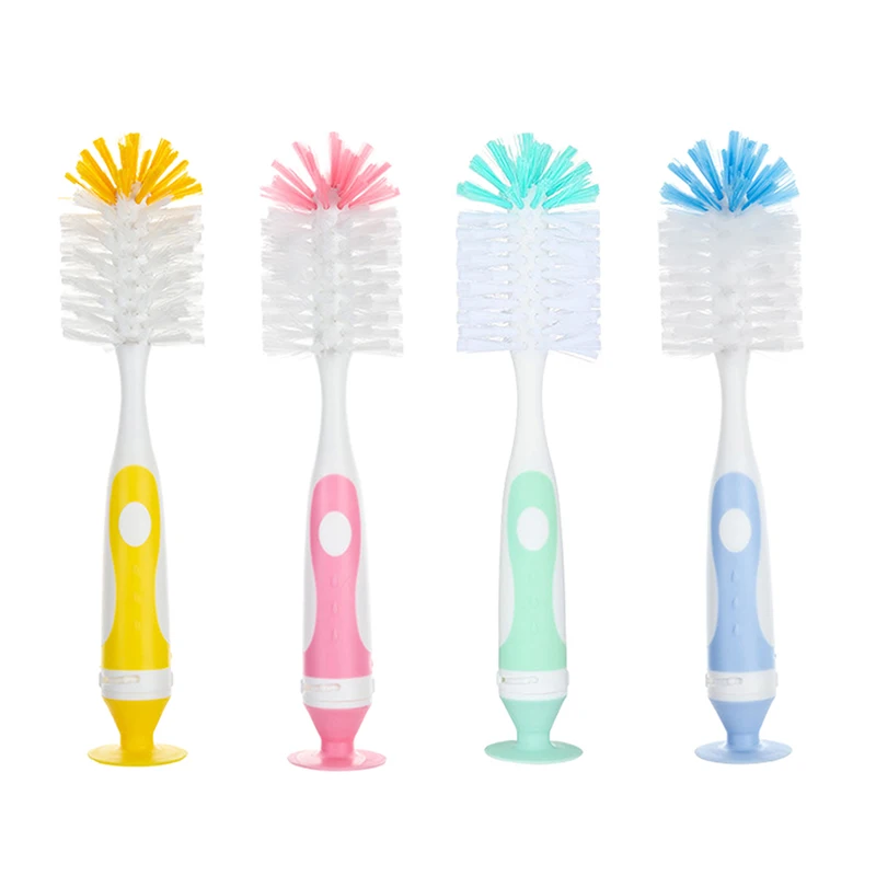 1pc Cleaning Brush  2 In 1  Nylon Bottle Cup Pacifier Cleaning Brush Suction Stand Type Cleaning Tool