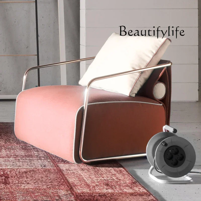 A44 Light luxury designer single fabric sofa chair post-modern model house Nordic living room lazy leisure