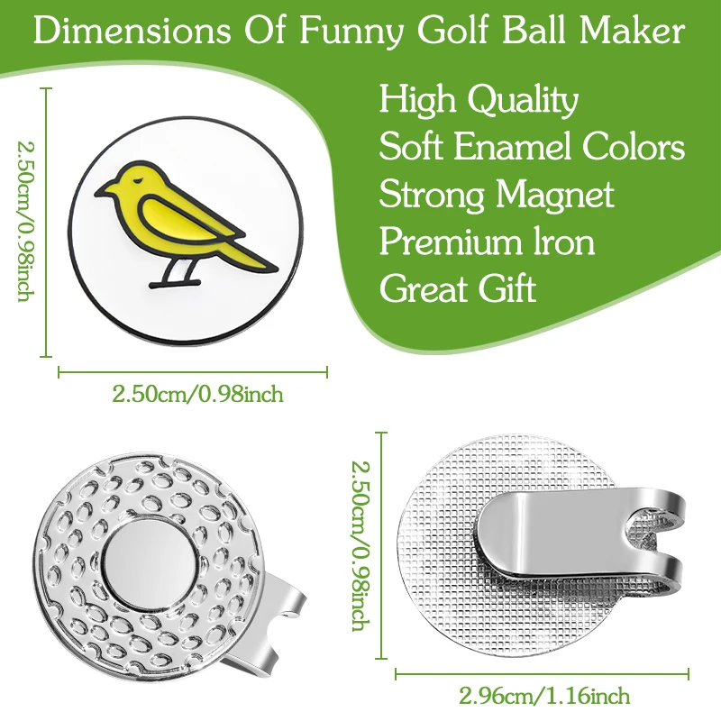 Cartoon Animal Bird Pattern Golf Ball Hat Clips Magnetic Golf Ball Marker Accessories Baseball Cap Clips Jewelry Golf Supplies