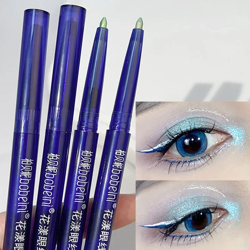 Shiny Chrome Eyeliner Eye Shadow Pencil Green Gold Purple Glitter Waterproof Brightening Lying Silkworm Cosmetics Women Makeup