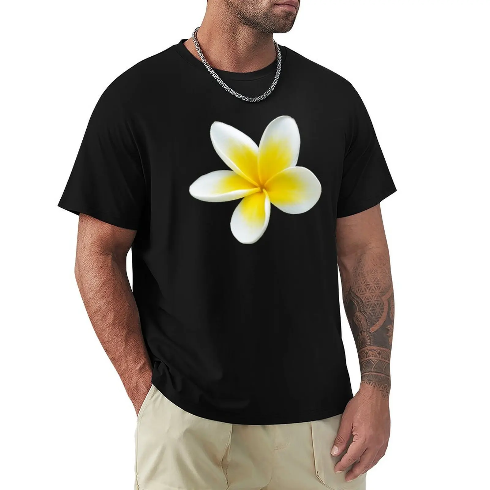 

Solo Frangipani - White Frangipani Flower|Plumeria Flower T-Shirt baggy shirts cotton man t-shirts heavy weight t shirts for men