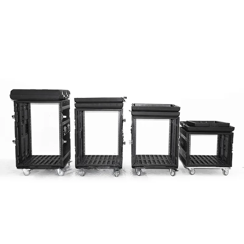 Equipment Flight Case, 8U 12U 14U 16U HDPE Plastic, ATA Road Case, Shockproof Rackmount Trunk with Wheels, Heavy Duty Rack Case