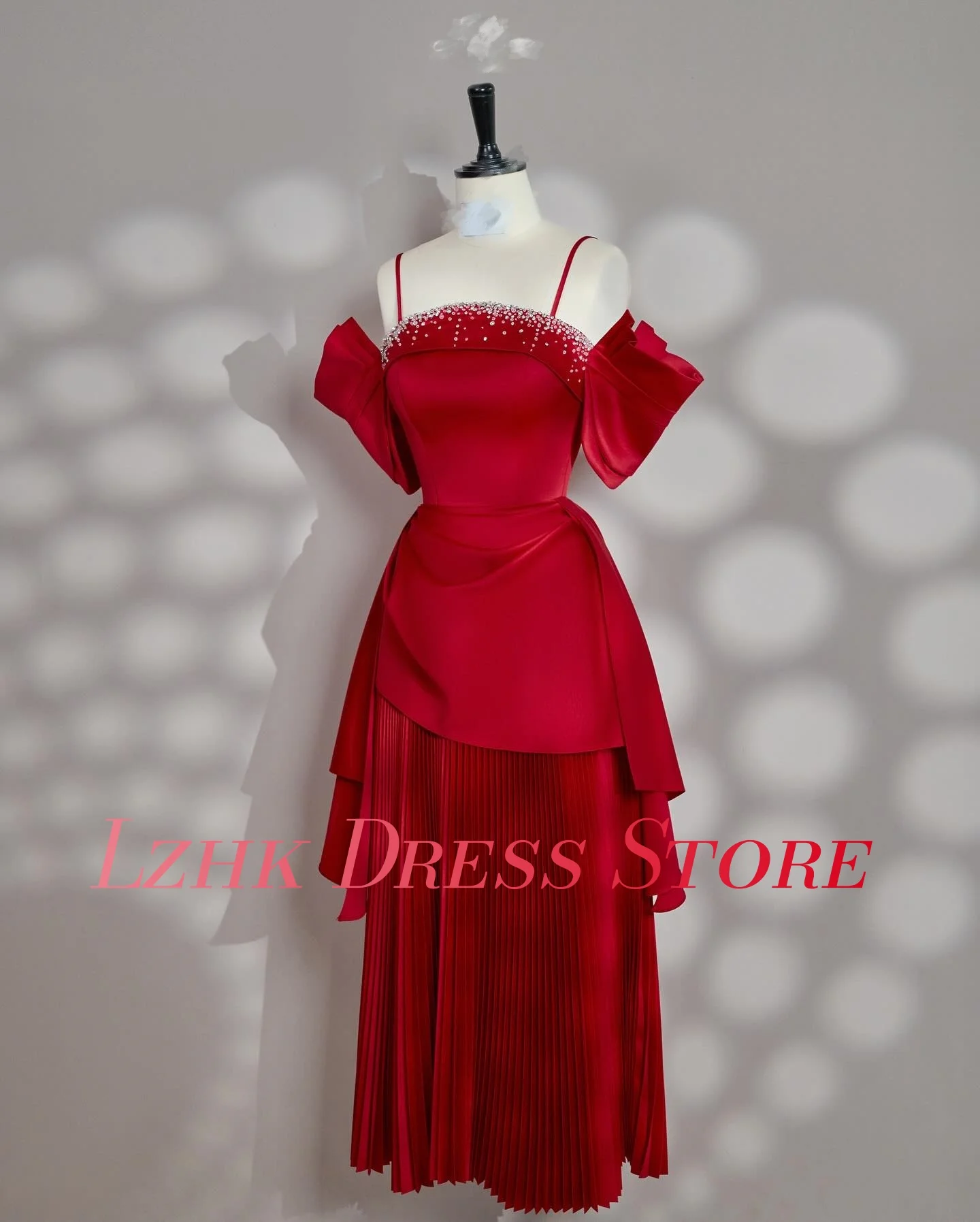 Personalizado moderno cristal jérsei a linha alças de espaguete vestido de noite alta qualidade até o chão فستانmavera