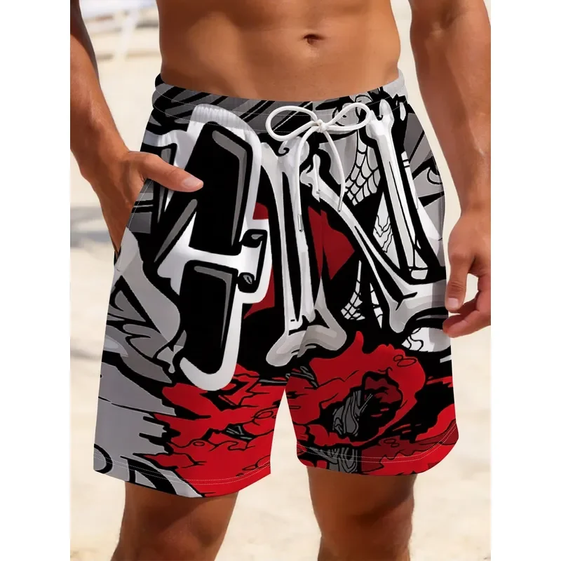 Men's Beach Shorts Mixed Colors Trendy Graffiti Design Street Art Aesthetic Summer Swimwear for Beach Pool 2026 Fashion