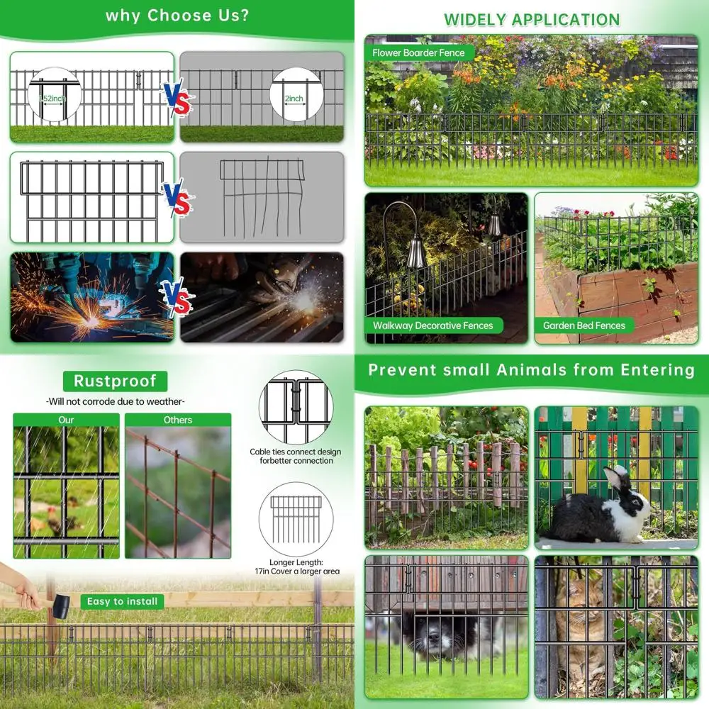 

Забор из барьера для собак длиной 39,5 футов x 13 дюймов, 28 панелей, без цилиндров, 1,52-дюймовый зазор с защитой от выброса, нержавеющая металлическая садовая граница для наружных дворов