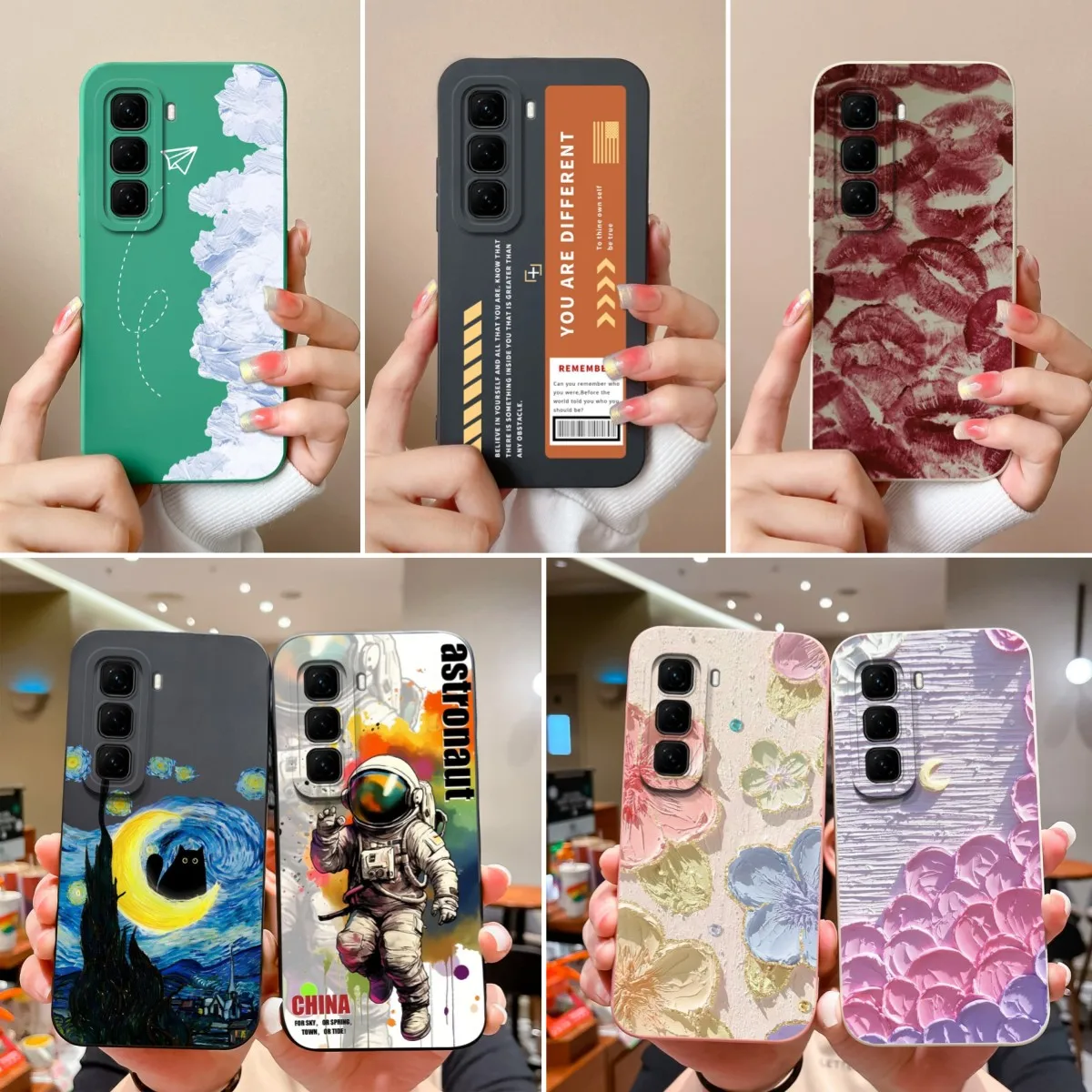 Case For Infinix Hot 50 Pro Plus Colorful Beautiful Pattern Liquid Silicone Lens Protection Covers For Infinix Hot 50Pro+ Coques