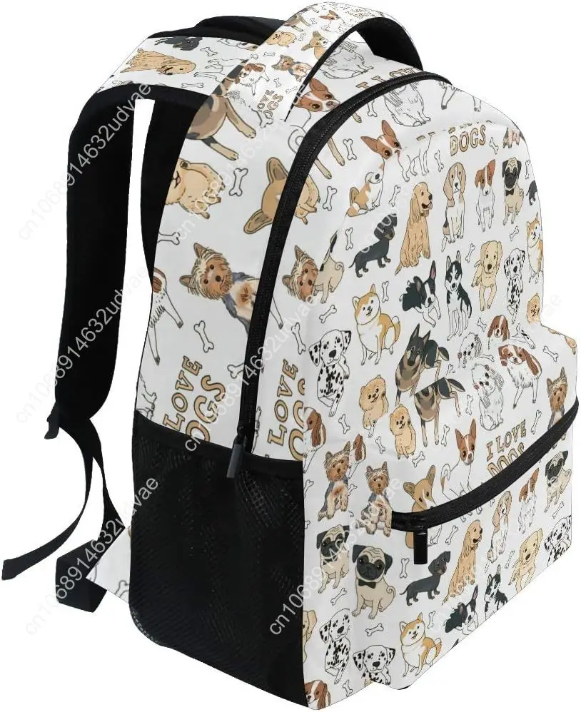 Cute Doodle Dog Print Animal Large Backpack for Kids Boys Girls School Student Personalized Laptop iPad Tablet Travel School Bag