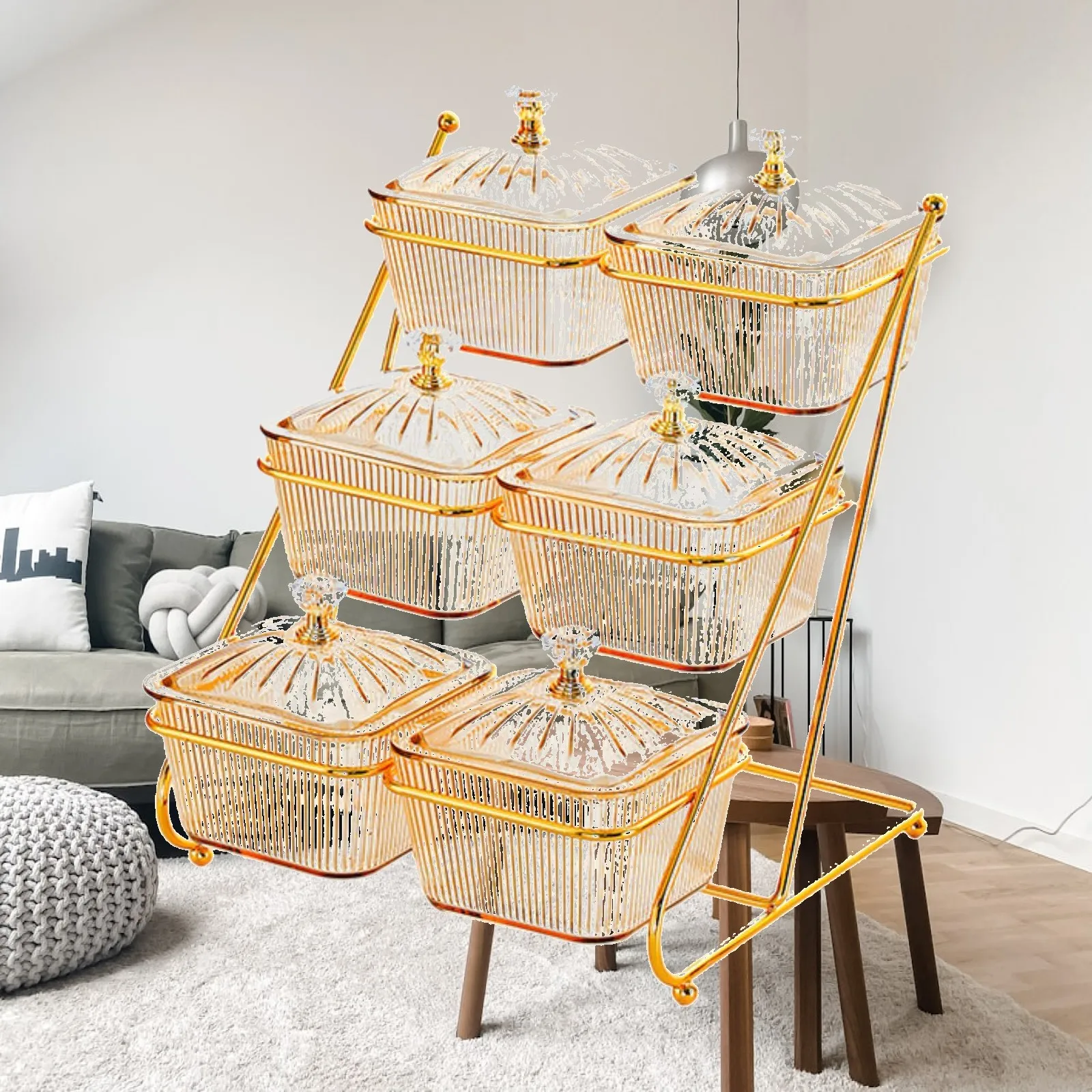 Dried Fruit Salad Plate with Iron Rack Home Decorative Nordic Stylish for Candy Appetizer Dried Fruits Cookies Living Room