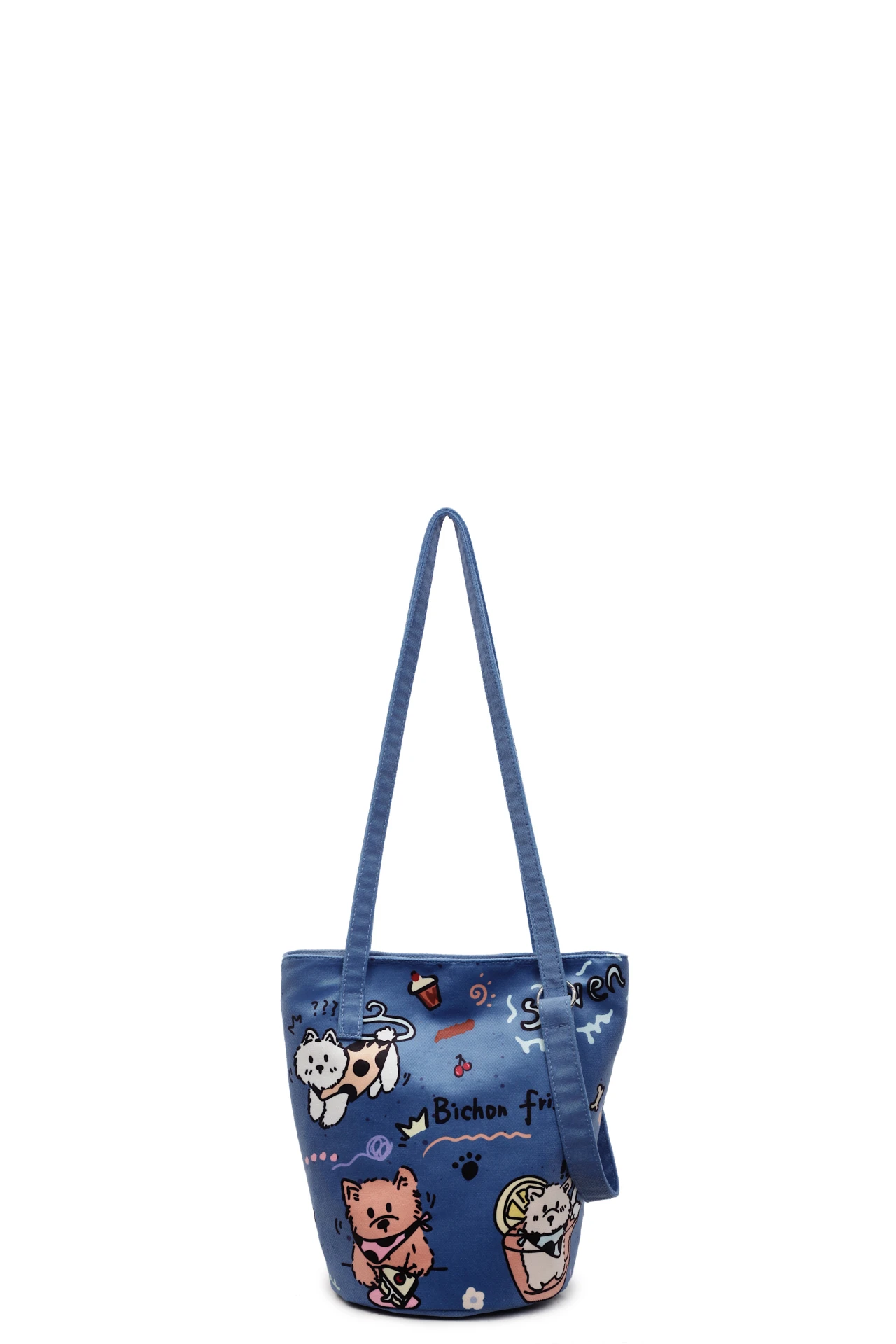 

Bags women handbags ladies. Summer high-capacity commuter bucket bag female 2025 new blue cartoon printed canvas crossbody bag