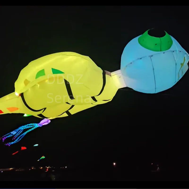 Línea de cometa de tortuga marina de 6M, colgante inflable suave para lavandería con LED o sin LED, tela de nailon Ripstop, cometa para actividades al aire libre