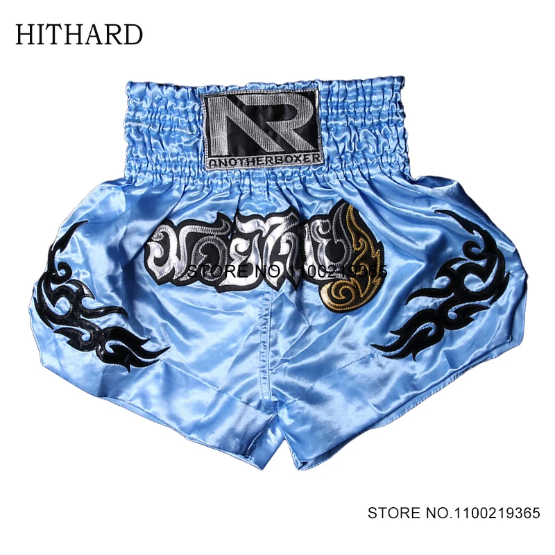 Short Muay Thai en satin noir pour homme et femme, polyester, kick boxing, gym, arts martiaux, MMA, entraînement, compétition