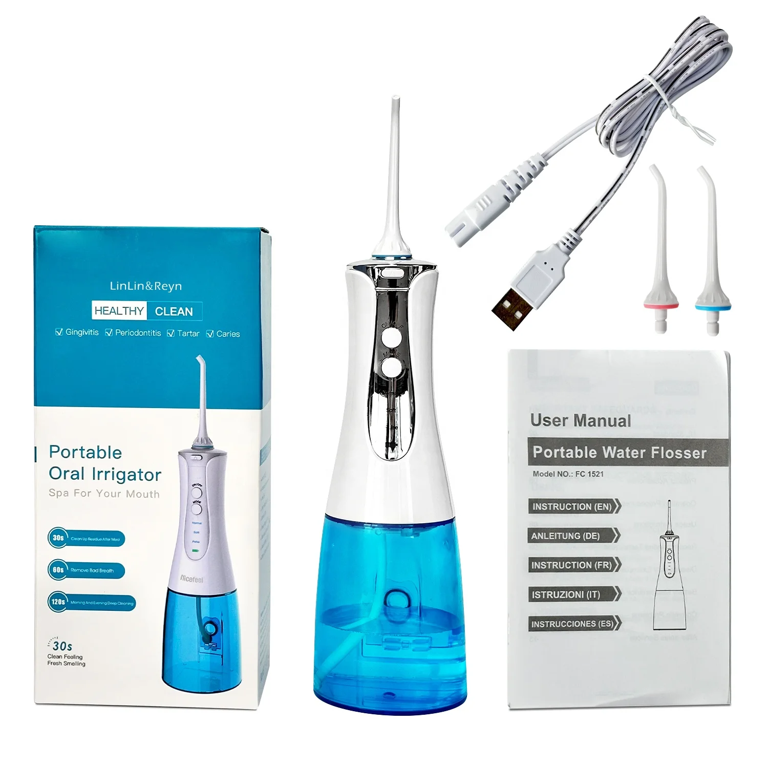 Irrigador Dental inalámbrico recargable, limpiador de dientes portátil, chorro de agua Oral