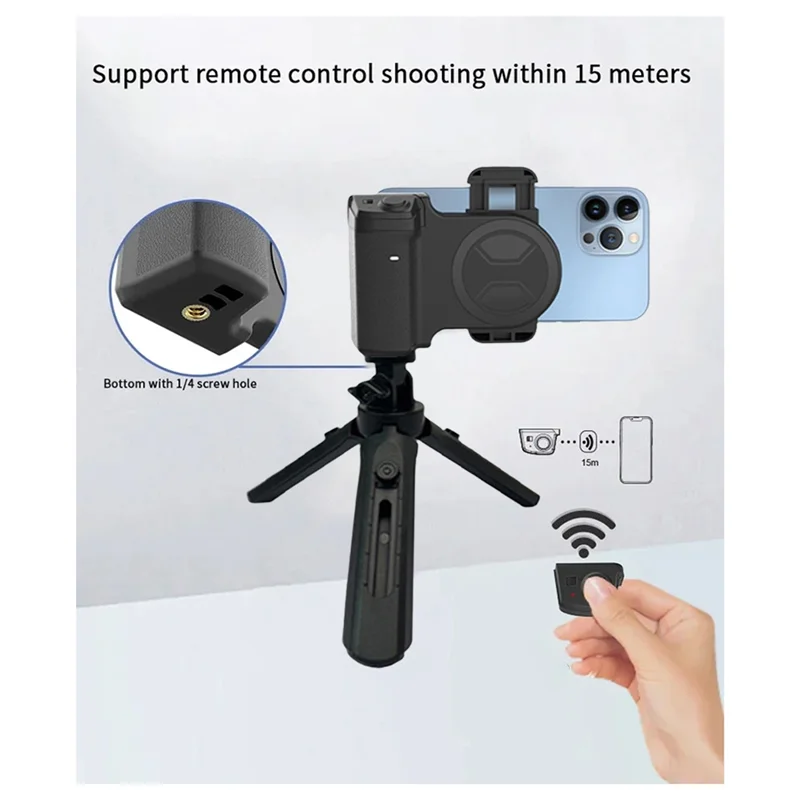 ABSQ-Ponsel Pintar Pegangan Selfie Kamera Ponsel Pegangan Cepat dengan Remote Rana Dapat Dilepas untuk Iphone 16/15/14 Vlog