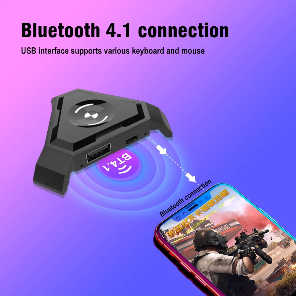 Komputerowa klawiatura do gier i mysz z konwerterem Bluetooth dla PUBG Android Telefon komórkowy Tablet Kontroler gier Uchwyt na telefon