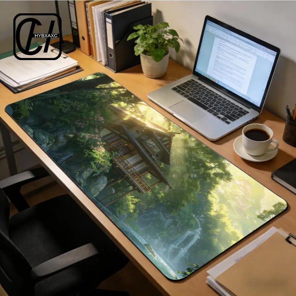 

Green Forest mousepad Natural Rubber Gaming full desk mouse padXXL Thickened Desk Mat Size for Gameing HYBXXC