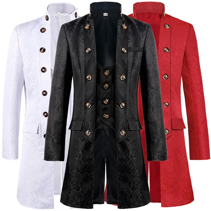 

2024 New Wi Medieval Punk loween Men's Coat Retro Outerwear Vintage Sle Mid-Century Modern Faion Men's Jaet