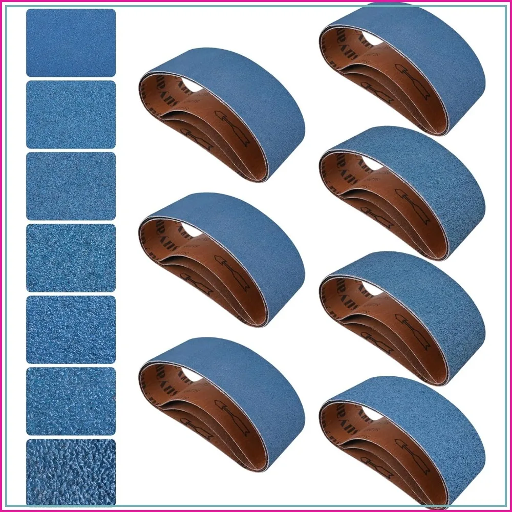 

21 Pcs 3x21 Inch Sanding Belts, 7 Grits (40/60/80/120/150/240/400), Heavy Duty Zirconia for Wood, Metal, Stainless Steel, Cars, Furniture