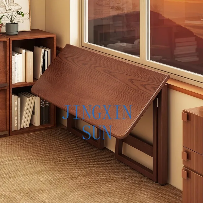 Small apartment folding desk integrated against the wall Chinese retro style rectangular table rental room new folding table com