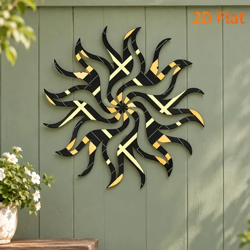 HELLOYOUNG Boho Spiral Sun Metal Wall Sign, 2D Cutout Decor for Living Room Garden Patio Entryway