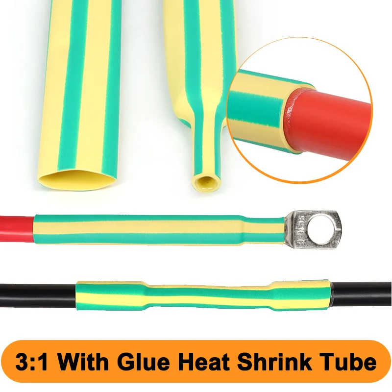 Dual Wall Adhesive Lined Sleeve Dia 3.2/4.8/6.4/7.9/9.5/12.7/15.4/19.1/25.4/30/39mm3:1 With Glue Heat Shrink Tube Cable Protect