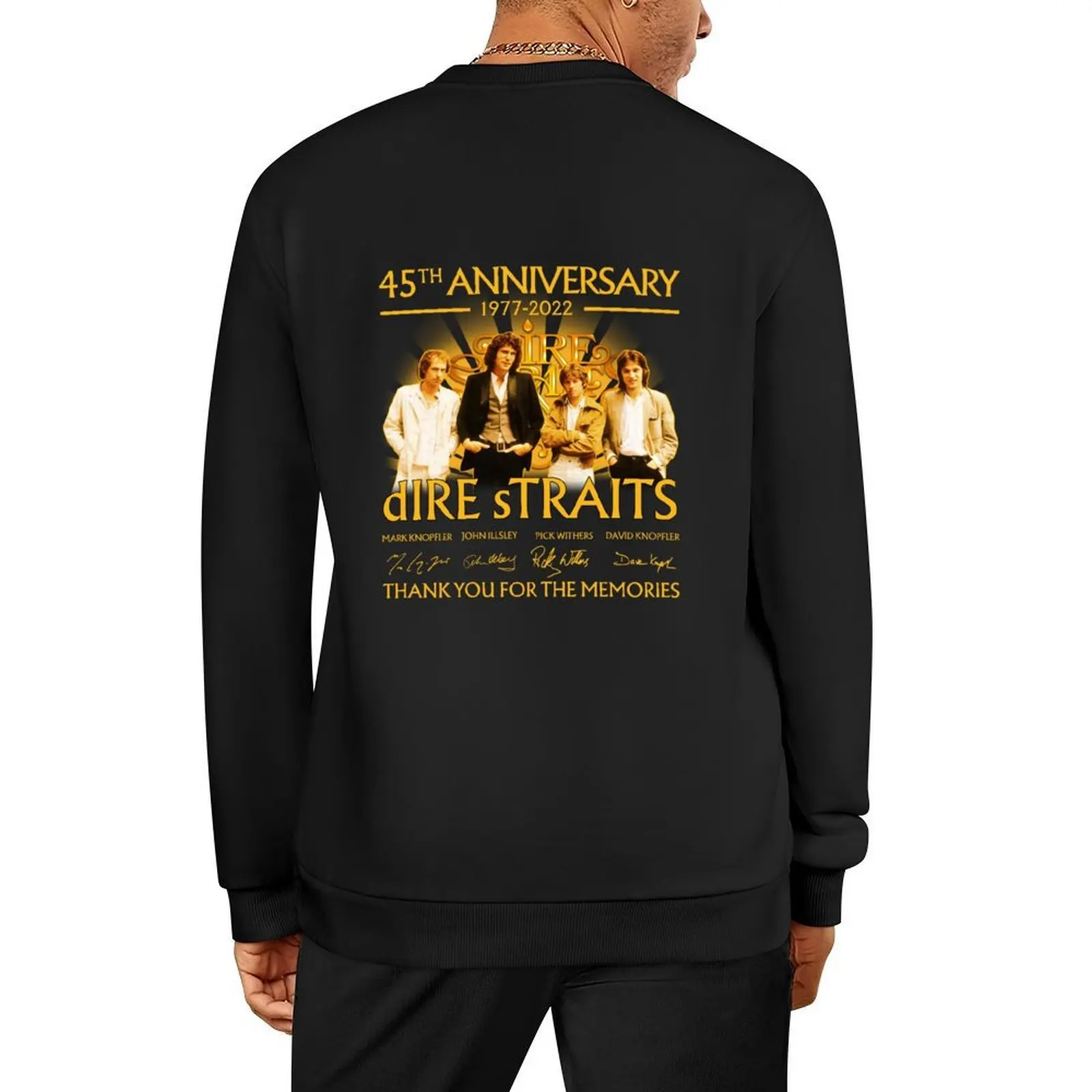 

45th Anniversary 1977 2022 Dire Straits Signature Thank You For The Memories Pullover tracksuit men oversize sweatshirt