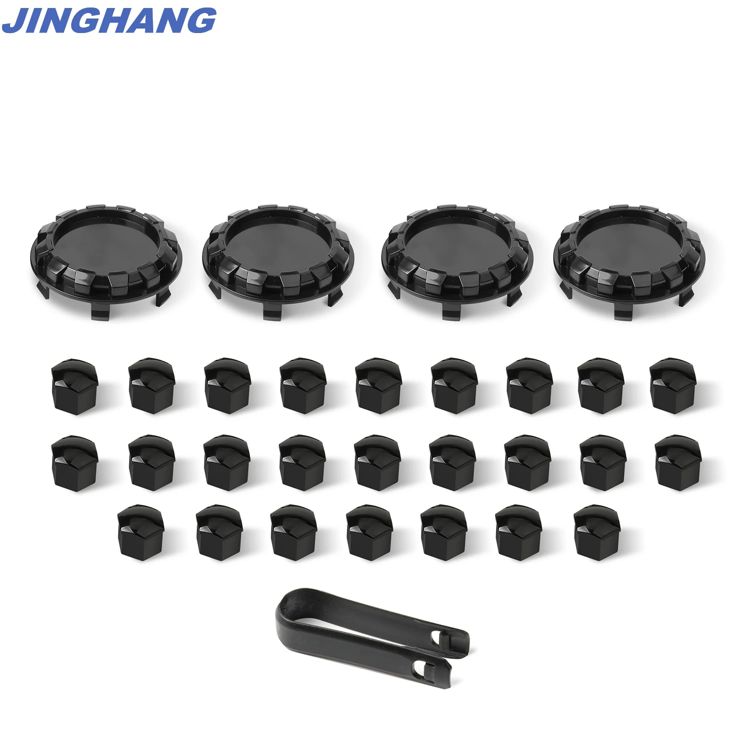 For Tesla Cybertruck Lug Nut Covers & Center Caps (25 Lugs + 4 Caps ) - Glossy Black