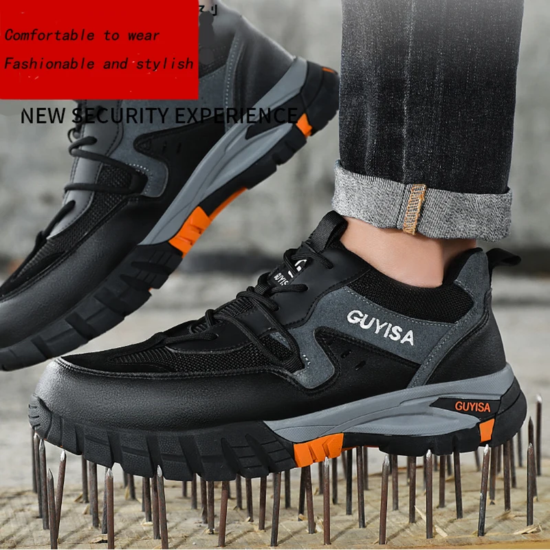 Work Shoes MEN'S Safety Shoes Construction Steel Toe Shoe Work Safety Shoes Puncture-Proof Boots Lightweight Breathable Sneakers