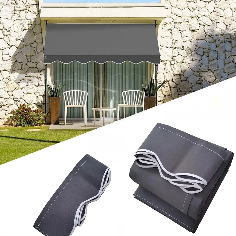 

Outdoor Dark Gray Waterproof Sunshade Tarpaulin Thicken 450D Oxford Balcony Patio Retractable Canopy Awning Shelter Top Cloth