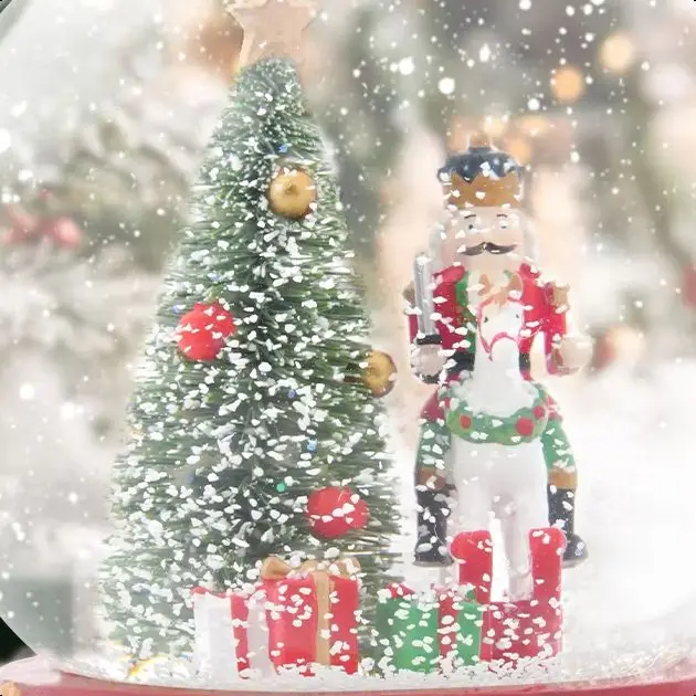 

Christmas Music Snow Globe Featuring Percussion Drum Base And Soldiers on Horseback - Unique Gift for Music Lovers