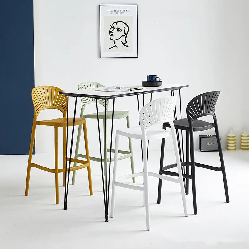

Wholesale Kitchen Designer Hollow Out Backrest High Plastic bar Stool Chair