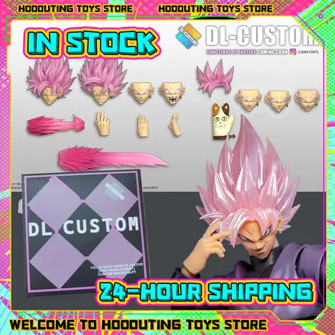 In Stock DL CUSTOM Dragon Ball Z SHF Super Saiyan Rose Son Goku Black Zamasu Head Accessories Action Figure Anime Model Gift Toy