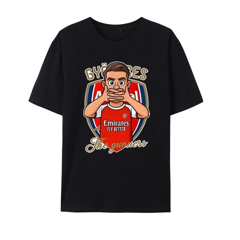 Camisa Masculina 100% Algodão Gyökeres 2026, Camisa Comemorativa do Arsenal, Camiseta Feminina Oversized de Verão com Manga Curta