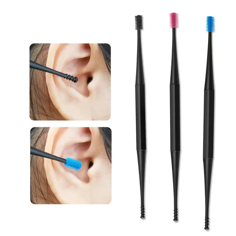 Soft Silicone Ear Scoop Double-ended Spiral Design Curette Remover Ear Cleaner Spoon Spiral Tool Earwax Removal Tool