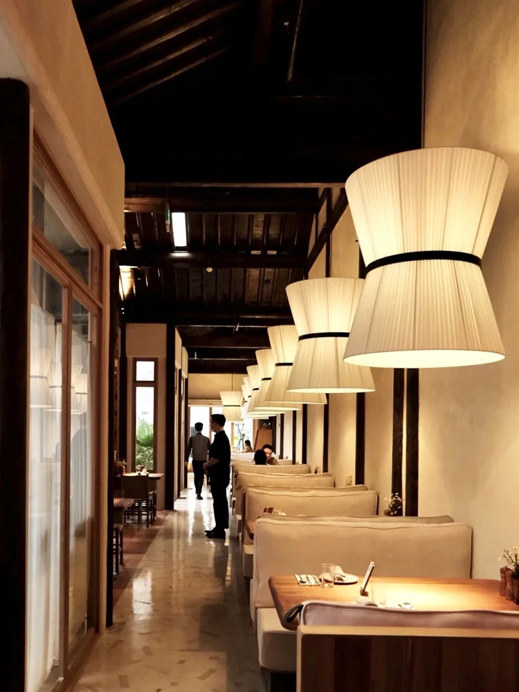 

Modern Japanese Wabi Sabi Fabric Chandelier Living Dining Bedroom Nordic Decoration Home Pendant Lights Indoor Lighting Fixtures