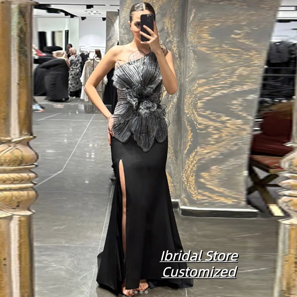 

Элегантные вечерние платья по индивидуальному заказу, джерси для длиной до пола, на одно плечо, без рукавов, платье для выпускного вечера, аппликации, Vestidos De Fiesta