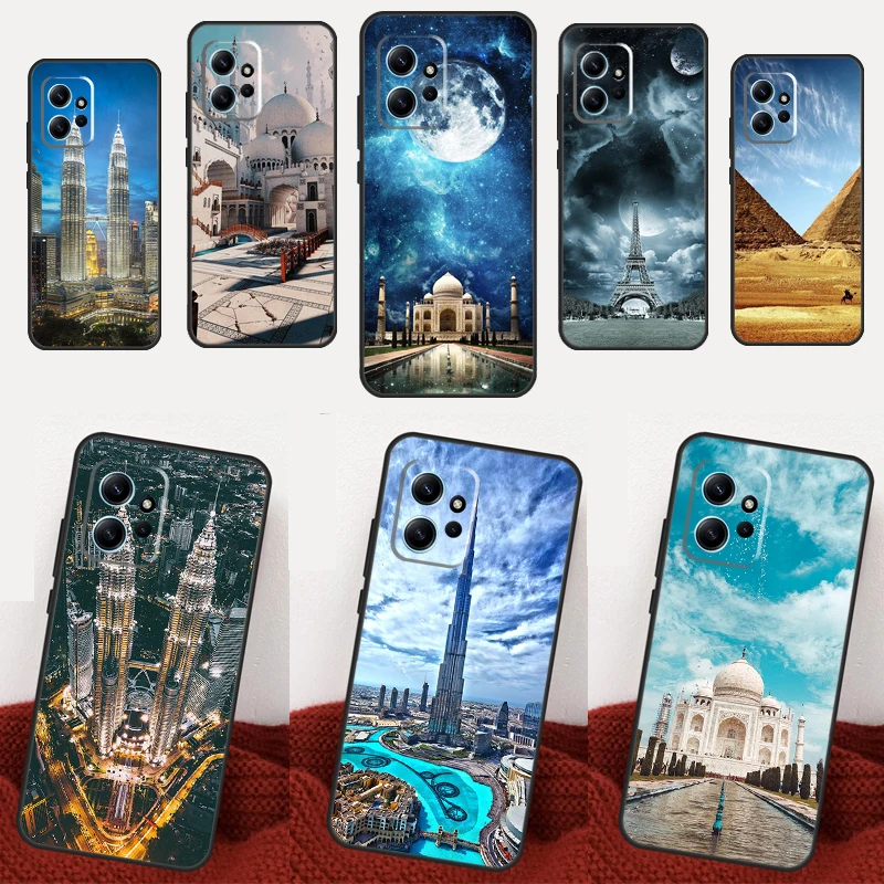 Pyramids Taj Mahal Dubai Case For Xiaomi Redmi Note 12 11 10 9 8 Pro 10S 11S 12S Cover For Redmi 12 12C 10A 9C 10C