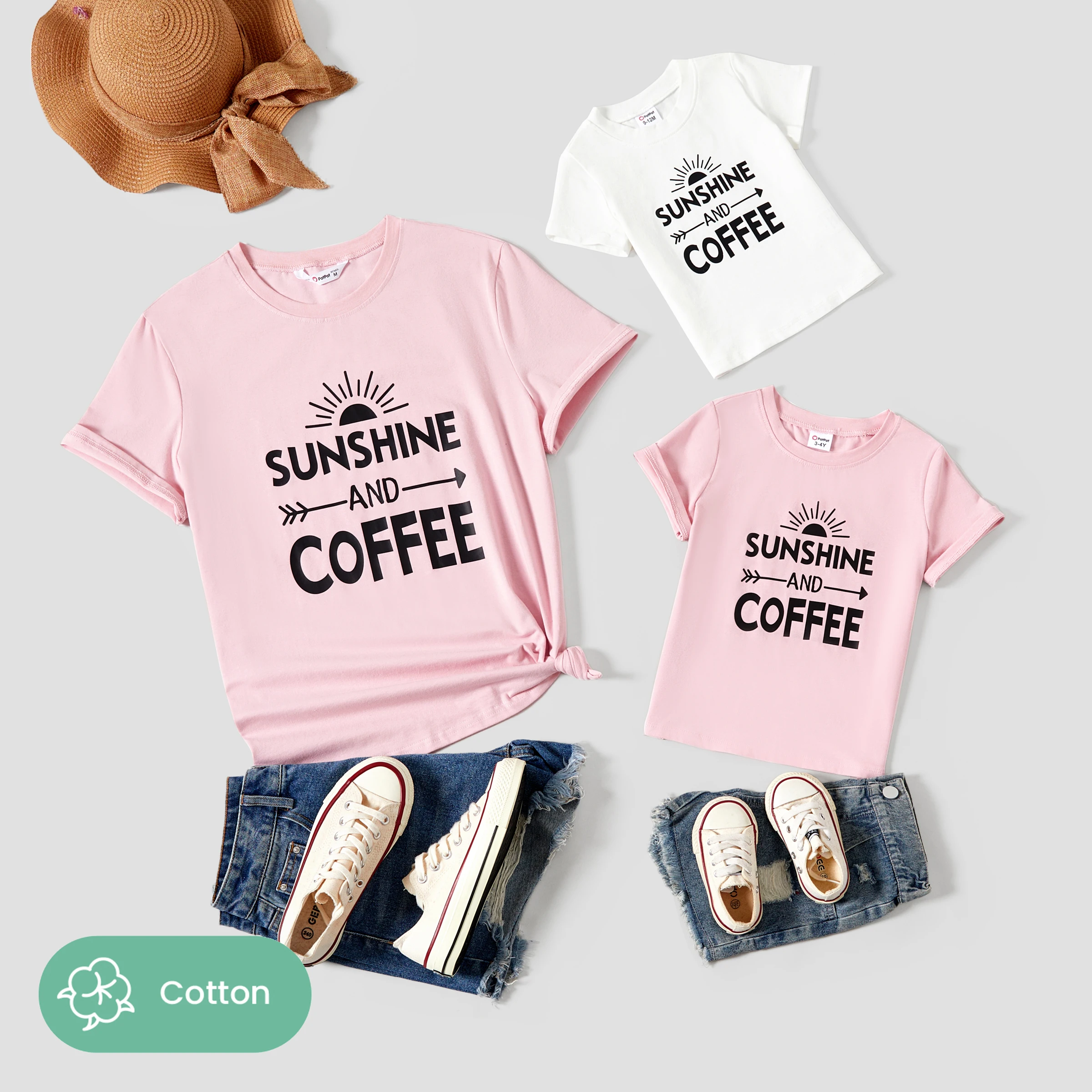 PatPat  Mommy and Me Sunshine and Coffee Printed Cotton Tops