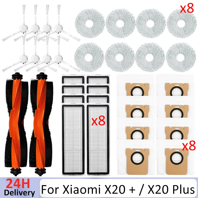 Accesorios para Xiaomi Robot aspirador X20 + / X20 Plus, piezas, cepillo lateral principal, filtro Hepa, mopa, paño, bolsa de polvo, repuesto