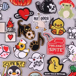 Funny Cat Duck Embroidered Patches Cartoon/Animal Patch Iron On Patches For Clothing thermoadhesive Patches On Clothes Sew DIY