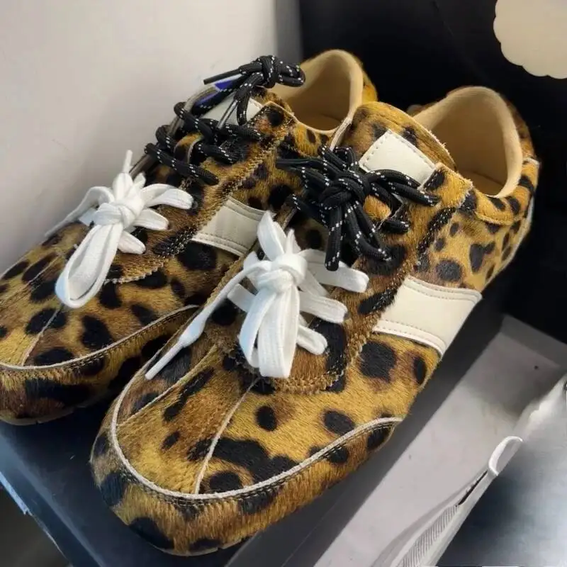 

Sneakers Gump Women's Shoes Leather New Fashion Leopard-Print Leather Flat Sneakers Women's German Training Shoes