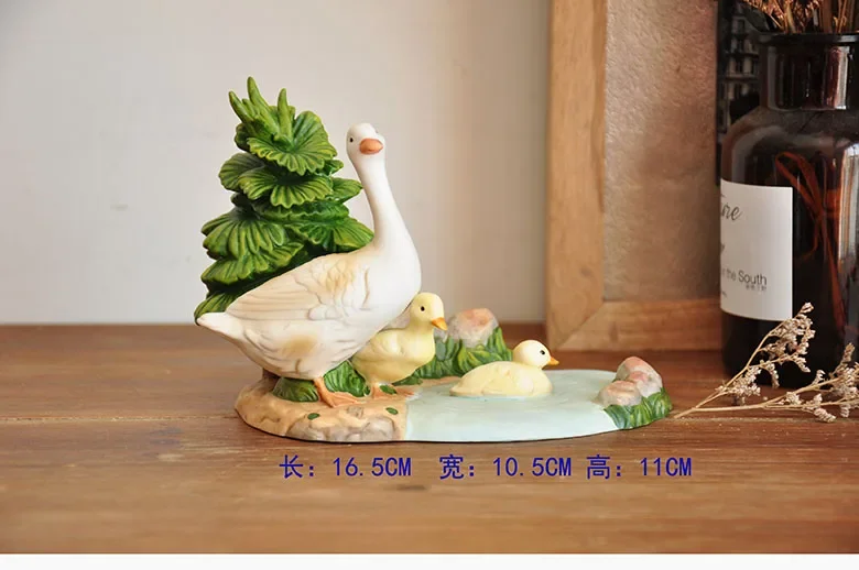 Home Figurine Painted Ceramic Figure Deer Swan Cattle Farm Animal Scene Art Sculpture Ceramic Crafts Home Decor Accessories Room