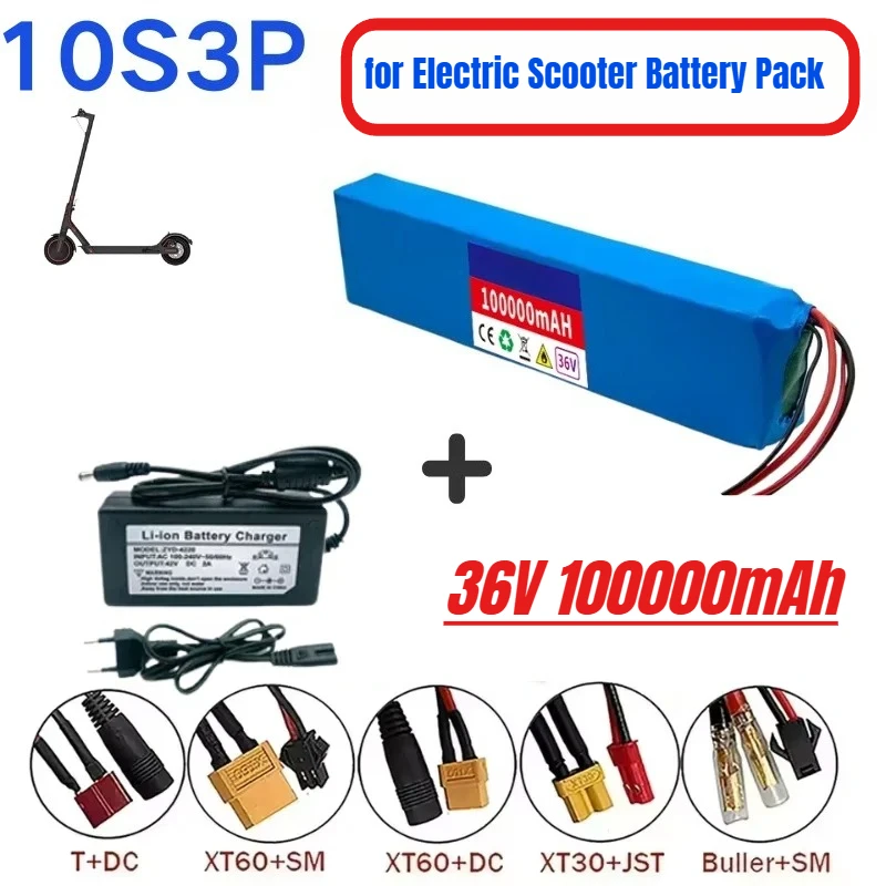 

36V 100000mAh 10S3P for Electric Scooter Battery Pack 36v Battery Scooter 18650 Lithium M365 Electric Scooter
