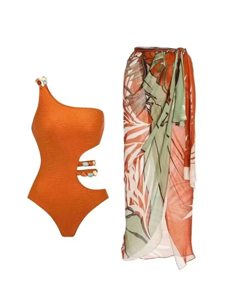 One-piece swimsuit female bikini split suit beach skirt