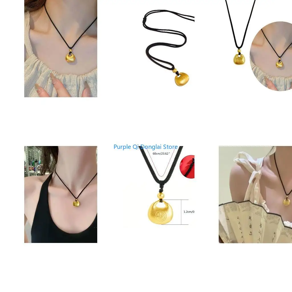 L21E Fuzi Pendant Necklace Symbol of Good Luck Charm Neckchain Elegant Clavicle Chain Trendy Jewelry Pieces for Women
