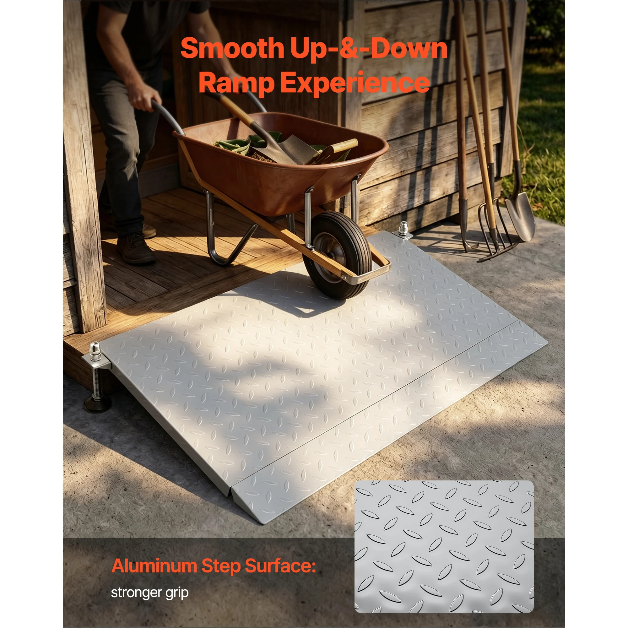 SucceBuy 42.5x23.2 in Threshold Ramp 1000LBS Platform Aluminum Wheelchair Ramp with Adjustable Height for Doorways Home Steps
