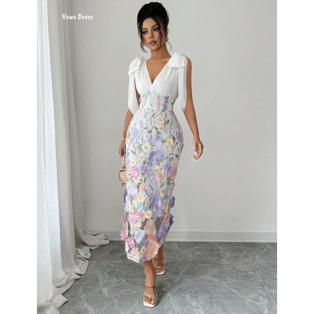 

Vows Evening Dresses for Special Occasions V-neck Elegant Prom Dresses Luxury Evening Dress 2025 Flower Custom Made Chiffon Gala
