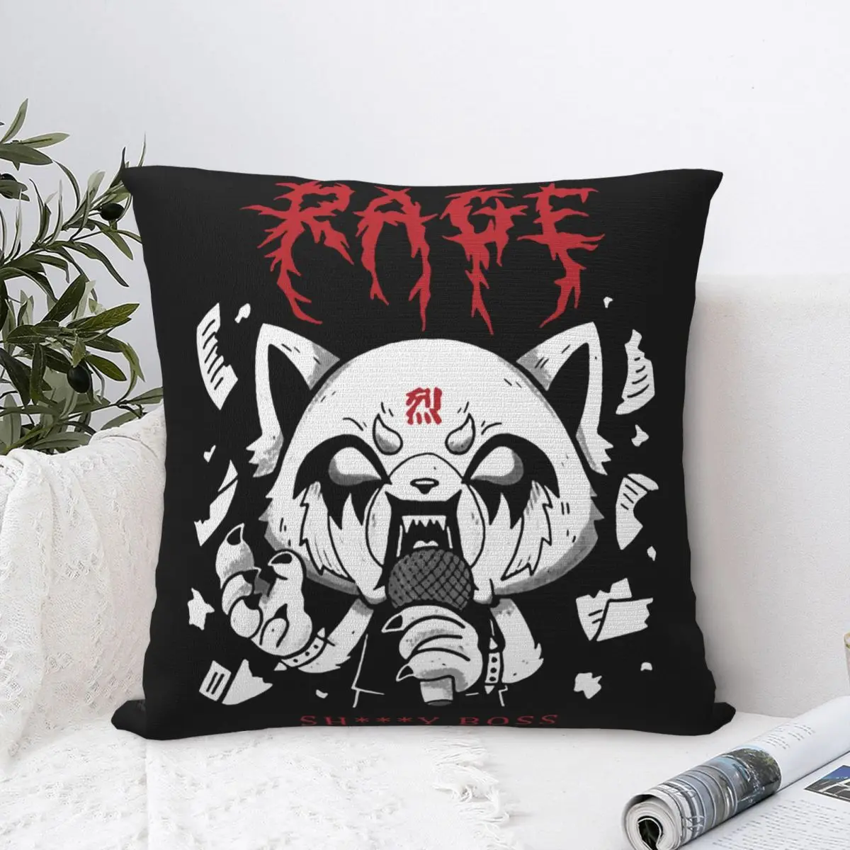 Aggretsuko Aggressive Retsuko Karaoke Rage Mood Square Pillow Cases Cushion Cover Customized Decor Pillowcase for Home 45x45cm