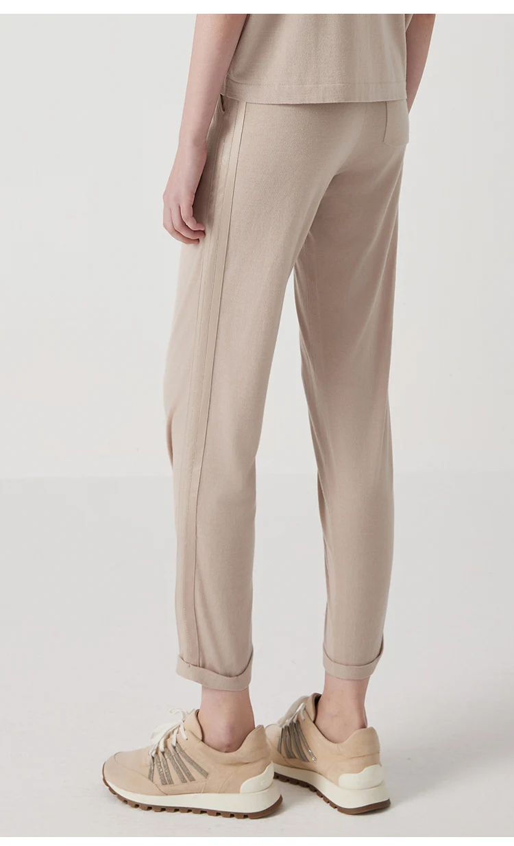 BC1101 Luxury Women's Silk Blend Merino Wool Pants High Quality Long Trousers 30% Silk 70% Wool Wear